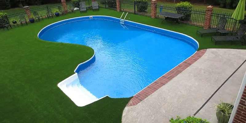 Pool Area with Artificial Grass Landscaping - Greenest